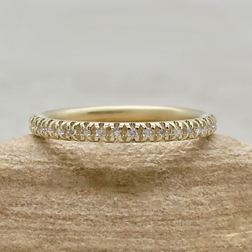 Simplistic Full Eternity Round Diamond Wedding Band Yellow Gold LS6583