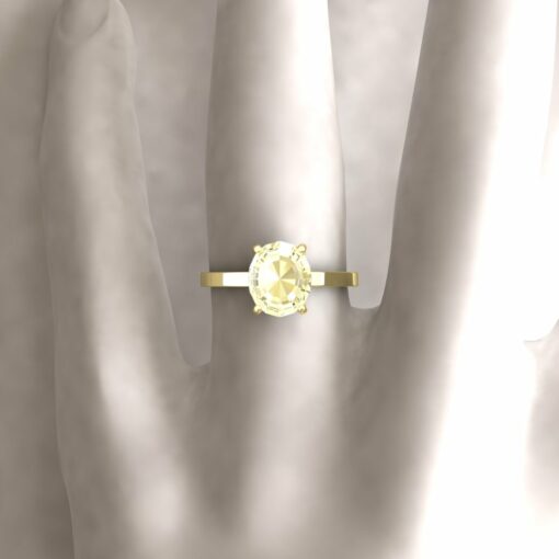 Custom Oval Canary Yellow Sapphire Solitaire Ring in 14k Yellow Gold - Image 6