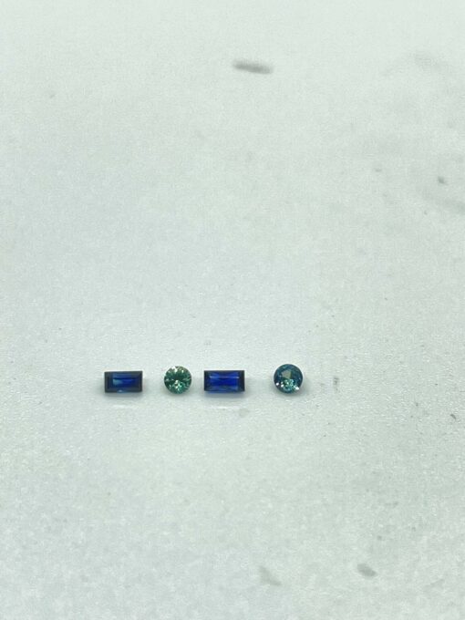Round Green Sapphire and Baguette Blue Sapphire almost eternity ring - Image 5