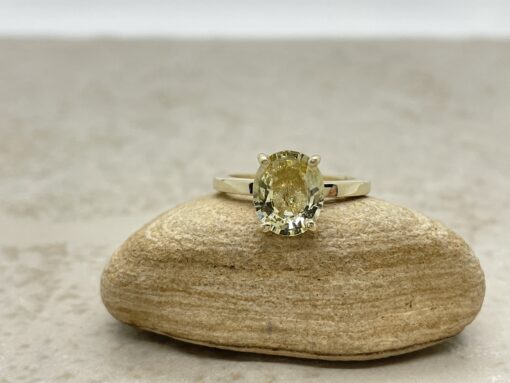 Custom Oval Canary Yellow Sapphire Solitaire Ring in 14k Yellow Gold - Image 2