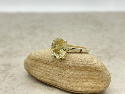 Custom Oval Canary Yellow Sapphire Solitaire Ring in 14k Yellow Gold - Image 3