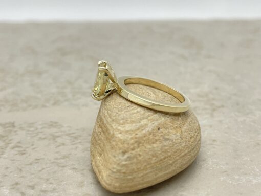 Custom Oval Canary Yellow Sapphire Solitaire Ring in 14k Yellow Gold - Image 4