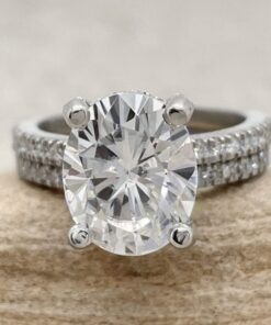 Oval Cut Lab Grown Diamond Bridal Ring Set White Gold Platinum LS6509