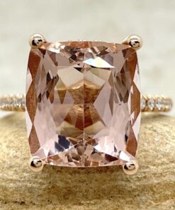 Peach Morganite Engagement Ring Half Eternity Shank Rose Gold LS4874