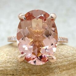 Peachy Pink Morganite Half Eternity Engagement Ring Rose Gold LS5116