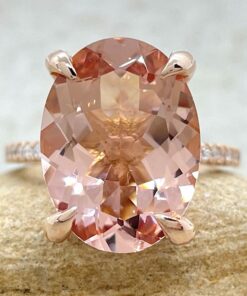 Peachy Pink Morganite Half Eternity Engagement Ring Rose Gold LS5116