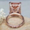 Personalized Initial Emerald Cut Peach Morganite Ring Rose Gold LS6108