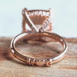 Personalized Initials Peach Morganite Engagement Ring Rose Gold LS6590