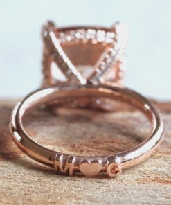 Personalized Initials Peach Morganite Engagement Ring Rose Gold LS6590