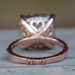 Personalized Initials Peach Morganite Engagement Ring Rose Gold LS6593