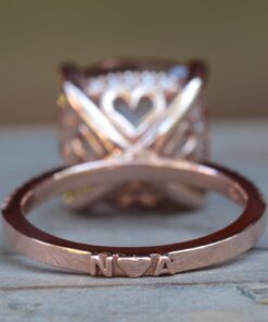 Personalized Initials Peach Morganite Engagement Ring Rose Gold LS6593