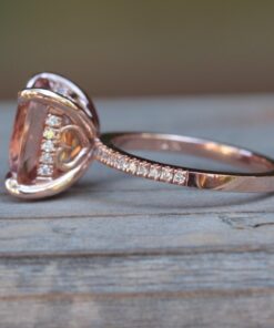 Personalized Peach Morganite Diamond Engagement Ring Rose Gold LS5314