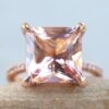 Princess Cut Peach Pink AAA Morganite Engagement Ring Rose Gold LS6211