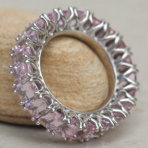 Rare Pink Morganite Eternity Wedding Ring White Gold Platinum LS6169