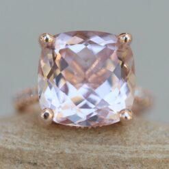 Square Cushion Cut Morganite Diamond Engagement Ring Rose Gold LS6252