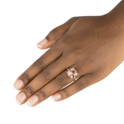 Square Cushion Pink Morganite Diamond Engagement Ring Rose Gold LS3770