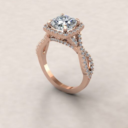 Custom 8mm Square Cushion Moissanite and Diamond Engagement Ring - Image 4
