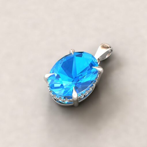 Custom Swiss Blue Pendant with Swiss Blue Topaz - Beverly Collection - Image 5