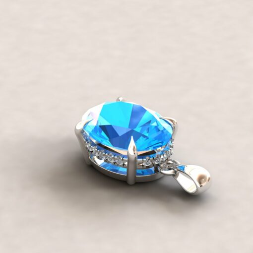 Custom Swiss Blue Pendant with Swiss Blue Topaz - Beverly Collection - Image 7