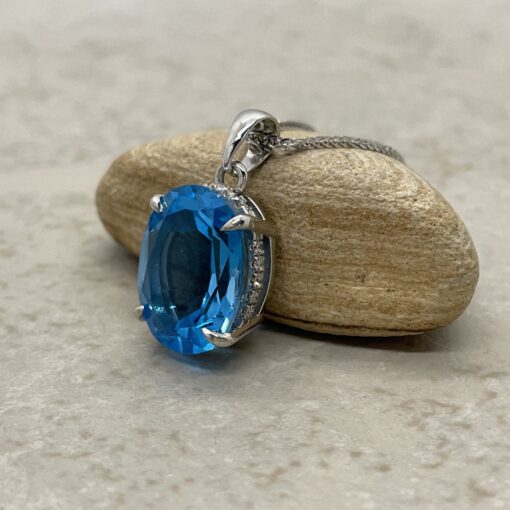 Custom Swiss Blue Pendant with Swiss Blue Topaz - Beverly Collection - Image 3