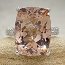 Rectangular Peach Morganite Engagement Ring White Gold Platinum LS6608