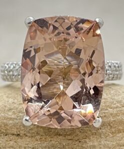 Rectangular Peach Morganite Engagement Ring White Gold Platinum LS6608