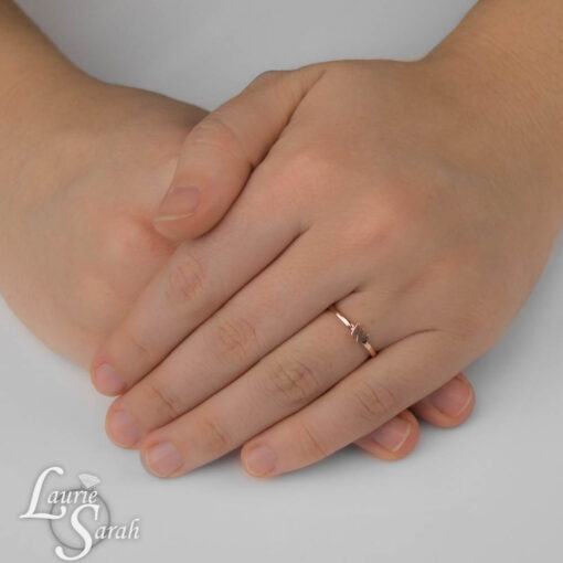 1mm Thin Customizable w Initial Ring Lowercase Letter Rose Gold LS3397