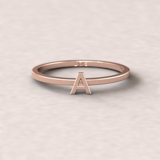 A Initial Ring Uppercase Letter Customizable Stacking Rose Gold LS5272