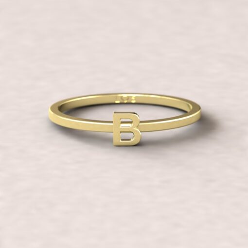 B Initial Ring Uppercase Letter Customizable Stack Yellow Gold LS5272