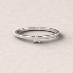 Thin Shining Star Stacking Ring Gift Silver White Gold Platinum LS5277