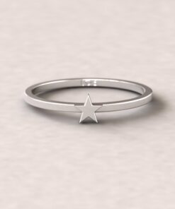 Thin Shining Star Stacking Ring Gift Silver White Gold Platinum LS5277
