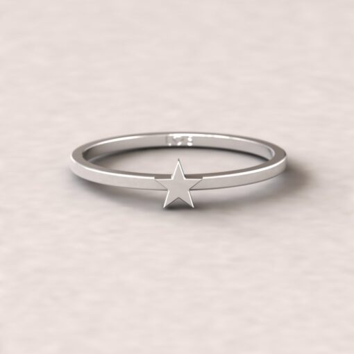 Thin Shining Star Stacking Ring Gift Silver White Gold Platinum LS5277