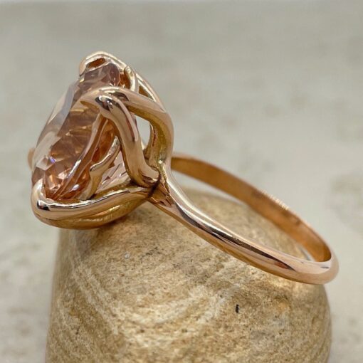 Big Morganite Engagement Ring with Petal Prongs 14k Rose Gold LS6596
