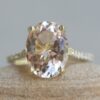 Full Eternity Light Peach Morganite Engagement Ring Yellow Gold LS6362