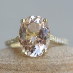 Full Eternity Light Peach Morganite Engagement Ring Yellow Gold LS6362