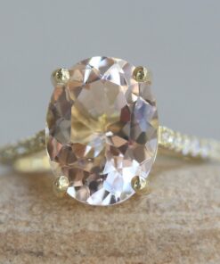 Full Eternity Light Peach Morganite Engagement Ring Yellow Gold LS6362
