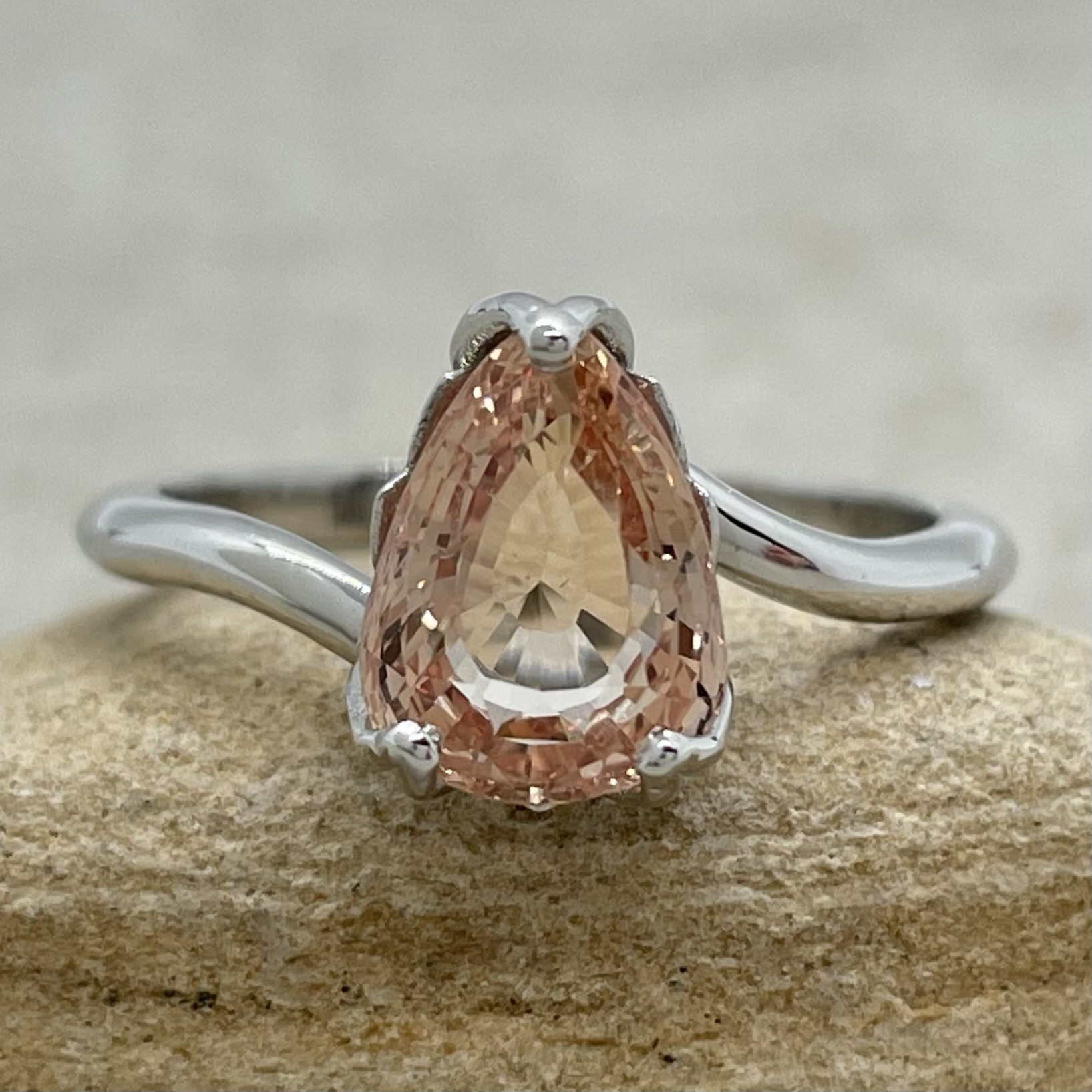 Custom GIA Certified Pear Cut Sapphire Ring - Image 2