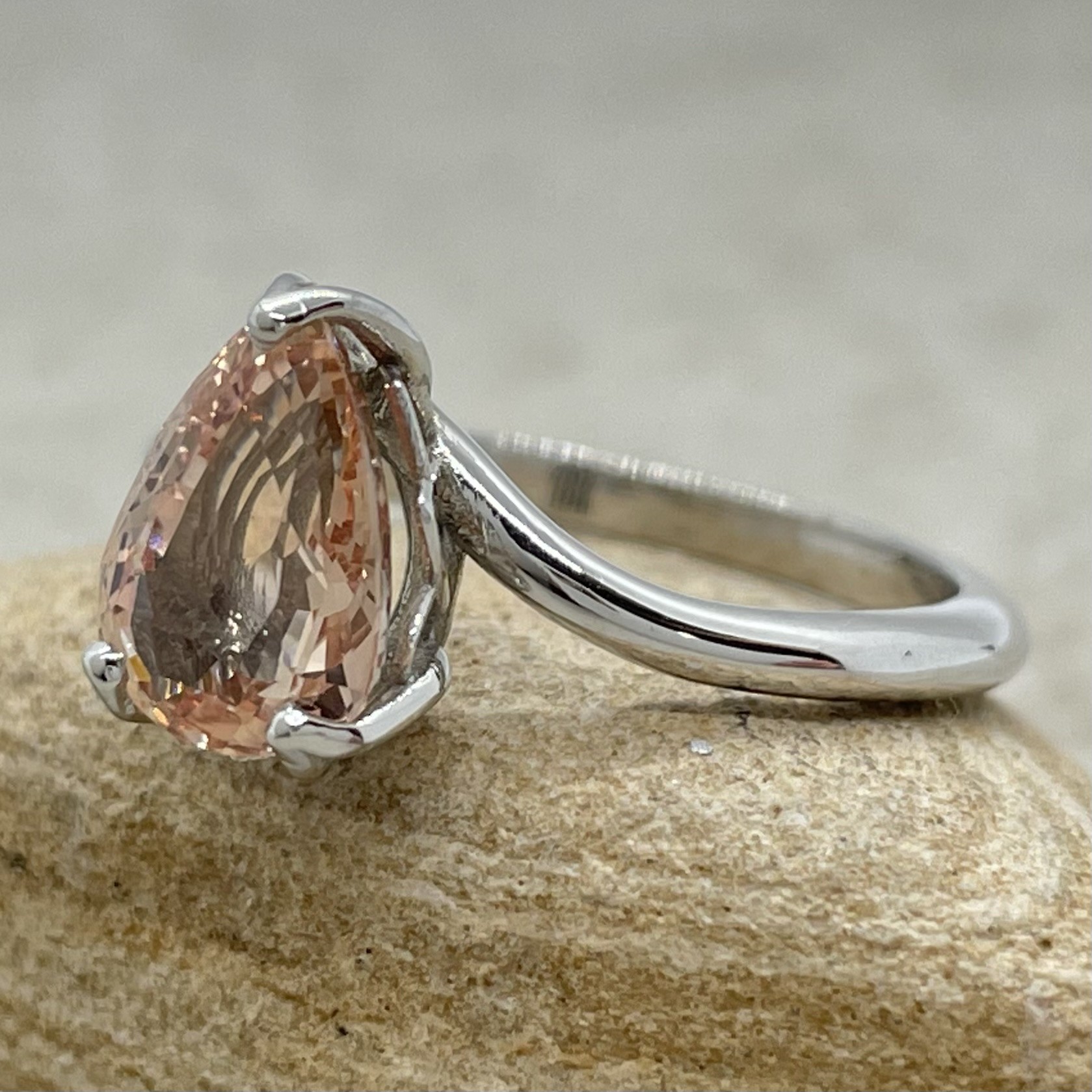 Custom GIA Certified Pear Cut Sapphire Ring - Image 3