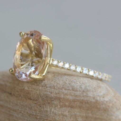 Oval Cut Solitaire Morganite Engagement Ring 14k Yellow Gold LS6362