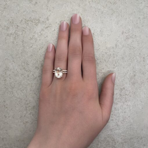 Pink Morganite Diamond Engagement Ring Full Eternity Rose Gold LS6568