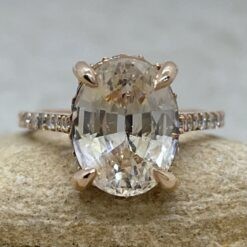Yellow Orange Sapphire Engagement Ring Oval Cut 14k Rose Gold LS6371
