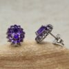 Amethyst Gemstone Birthstone Gift Earrings White Gold Platinum LS6657