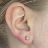 Aquamarine March Birthstone Studs Model Shot in Platinum LS6671