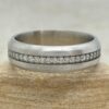 Beveled Edge Man's Lab Diamond Wedding Band White Gold Platinum LS6651