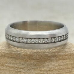 Beveled Edge Man's Lab Diamond Wedding Band White Gold Platinum LS6651