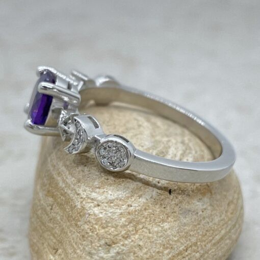 Celestial Amethyst Engagement Ring Round Cut in Platinum LS5890