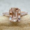 Emerald Cut Morganite Engagement Ring White Diamonds Rose Gold LS6542