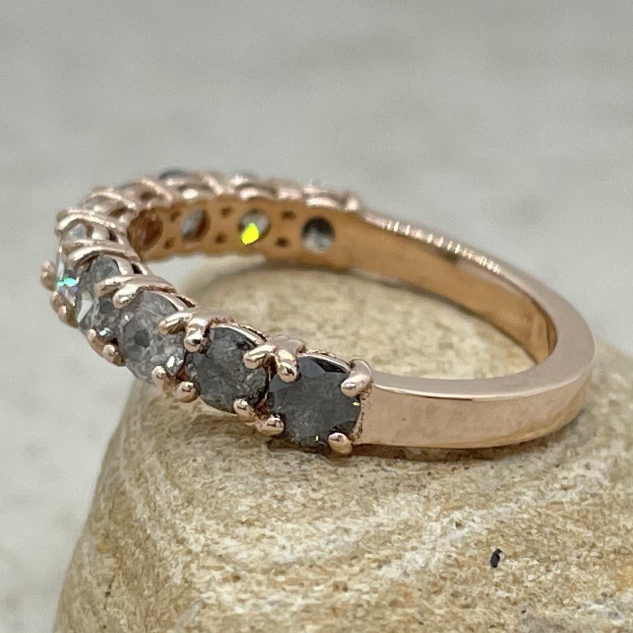 Custom Salt and Pepper Diamond Wedding Rings - Image 4