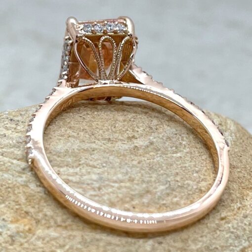 Peachy Pink Morganite Engagement Ring Filigree Basket Rose Gold LS6542
