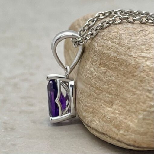 Pear Cut Amethyst Pendant Filigree Basket White Gold Platinum LS6654